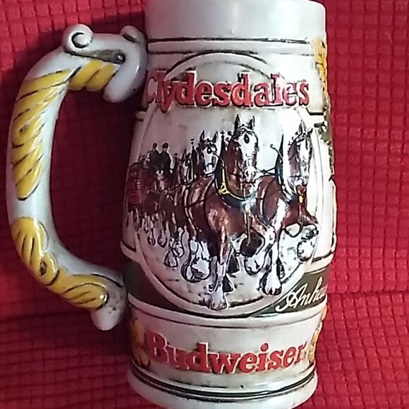 Budweiser vintage 80's Anheuser-Busch Inc Clydesdales Ceramarte beer stein meg - Picture 5 of 12